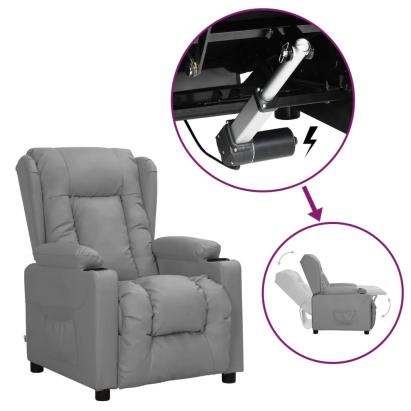 Fotoliu cu ridicare, gri, piele ecologică GartenMobel Dekor