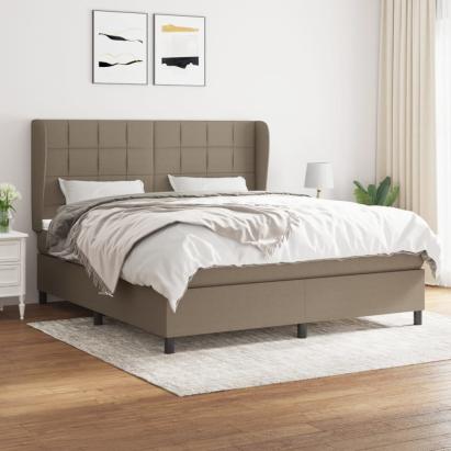 Pat continental cu saltea, gri taupe, 180x200 cm, textil GartenMobel Dekor