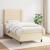 Pat box spring cu saltea, crem, 100x200 cm, textil GartenMobel Dekor