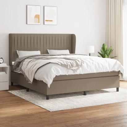 Pat continental cu saltea, gri taupe, 180x200 cm, textil GartenMobel Dekor