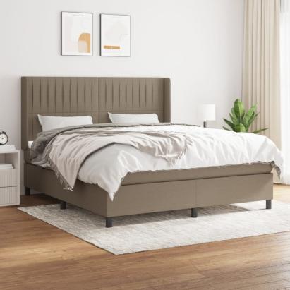 Pat continental cu saltea, gri taupe, 180x200 cm, textil GartenMobel Dekor