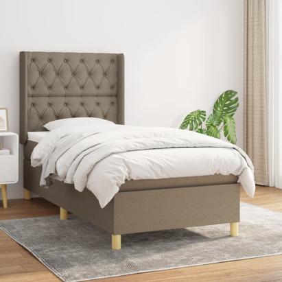 Pat box spring cu saltea, gri taupe, 80x200 cm, textil GartenMobel Dekor