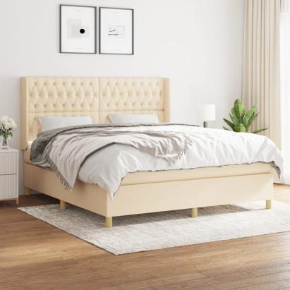 Pat continental cu saltea, crem, 180x200 cm, textil GartenMobel Dekor