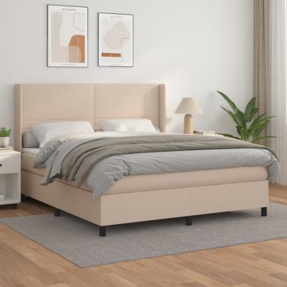 Pat box spring cu saltea, cappuccino, 180x200cm piele ecologică GartenMobel Dekor