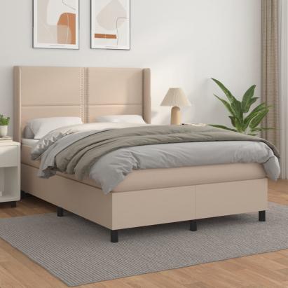 Pat box spring cu saltea, cappuccino, 140x200cm piele ecologică GartenMobel Dekor