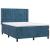 Pat box spring cu saltea, albastru închis, 140x190 cm, catifea GartenMobel Dekor