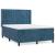 Pat box spring cu saltea, albastru închis, 140x190 cm, catifea GartenMobel Dekor