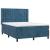 Pat box spring cu saltea, albastru închis, 140x200 cm, catifea GartenMobel Dekor