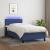 Pat cu arcuri, saltea și LED, albastru, 90x190 cm, textil GartenMobel Dekor