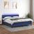 Pat cu arcuri, saltea și LED, albastru, 160x200 cm, textil GartenMobel Dekor