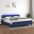 Pat cu arcuri, saltea și LED, albastru, 200x200 cm, textil GartenMobel Dekor