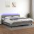 Pat cu arcuri, saltea și LED, gri închis, 200x200 cm, textil GartenMobel Dekor