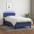 Pat cu arcuri, saltea și LED, albastru, 90x200 cm, textil GartenMobel Dekor
