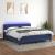 Pat cu arcuri, saltea și LED, albastru, 160x200 cm, textil GartenMobel Dekor