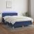 Pat cu arcuri, saltea și LED, albastru, 140x190 cm, textil GartenMobel Dekor