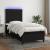 Pat cu arcuri, saltea și LED, negru, 100x200 cm, textil GartenMobel Dekor