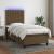 Pat cu arcuri, saltea și LED, maro închis, 100x200 cm, textil GartenMobel Dekor