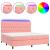 Pat continental cu saltea & LED, roz, 200x200 cm, catifea GartenMobel Dekor