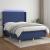Pat cu arcuri, saltea și LED, albastru, 140x190 cm, textil GartenMobel Dekor