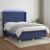 Pat cu arcuri, saltea și LED, albastru, 140x200 cm, textil GartenMobel Dekor