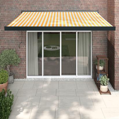 Copertină retractabilă, galben/alb, 3x2,5 m, textil/aluminiu GartenMobel Dekor