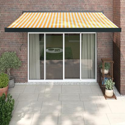 Copertină retractabilă, galben/alb, 3,5x2,5 m, textil/aluminiu GartenMobel Dekor