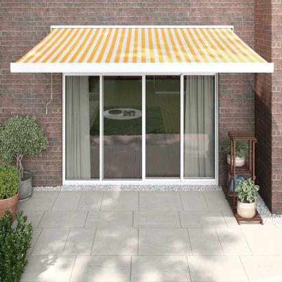 Copertină retractabilă, galben/alb, 3x2,5 m, textil/aluminiu GartenMobel Dekor