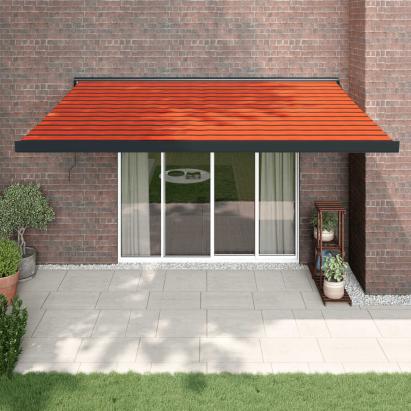 Copertină retractabilă portocaliu/maro 4,5x3 m, textil/aluminiu GartenMobel Dekor