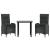 Set mobilier de grădină cu perne, 3 piese, negru, poliratan GartenMobel Dekor