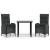 Set mobilier de grădină cu perne, 3 piese, negru, poliratan GartenMobel Dekor