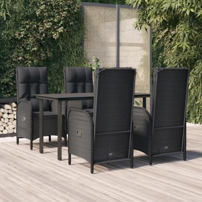 Set mobilier de grădină cu perne, 5 piese, negru, poliratan GartenMobel Dekor