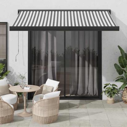 Copertină retractabilă antracit/alb, 3x2,5 m, textil/aluminiu GartenMobel Dekor