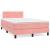 Pat cu arcuri, cu saltea și LED, roz, 120x190 cm catifea GartenMobel Dekor