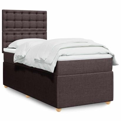 Pat box spring cu saltea, maro închis, 90x200 cm, textil GartenMobel Dekor