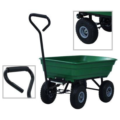 Cărucior manual de grădină basculabil, verde, 300 kg, 75 L GartenMobel Dekor