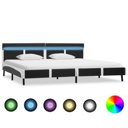 Cadru de pat cu LED, gri, 180 x 200 cm, piele artificială GartenMobel Dekor