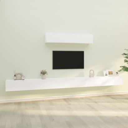 Set dulap TV, 6 piese, alb, lemn prelucrat GartenMobel Dekor
