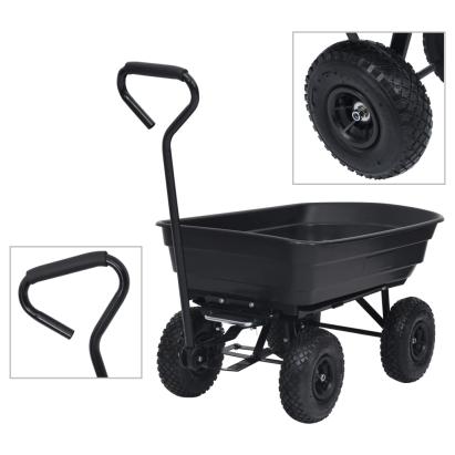 Cărucior manual de grădină basculabil, negru, 300 kg, 75 L GartenMobel Dekor