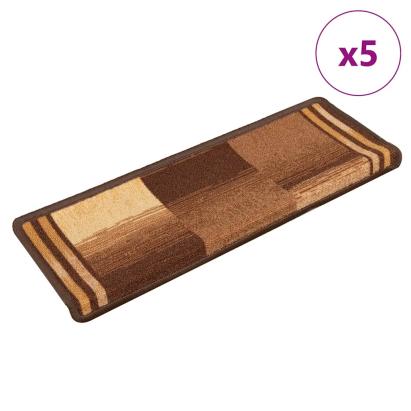 Covorașe pentru scări autoadezive, 5 buc., maro, 65x21x4 cm GartenMobel Dekor