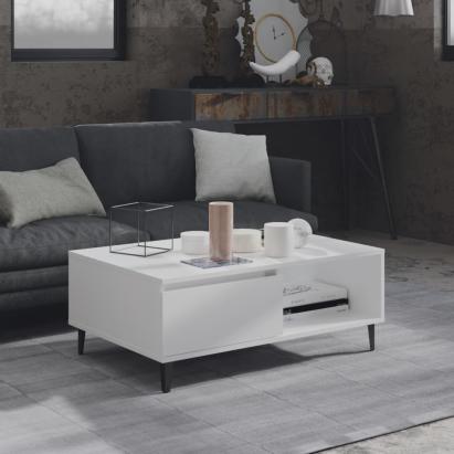 Masă de cafea, alb, 90x60x35 cm, lemn prelucrat GartenMobel Dekor