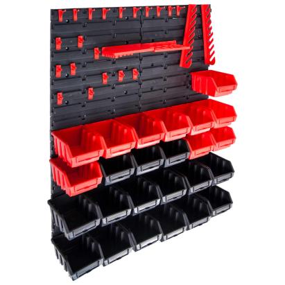 Set cutii depozitare 29 piese cu panouri de perete, roșu&negru GartenMobel Dekor
