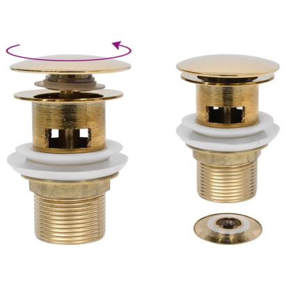 Ventil scurgere push, funcție de preaplin, auriu 6,4x6,4x9,1 cm GartenMobel Dekor