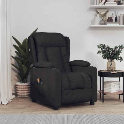 Fotoliu de masaj electric rabatabil, negru, textil GartenMobel Dekor