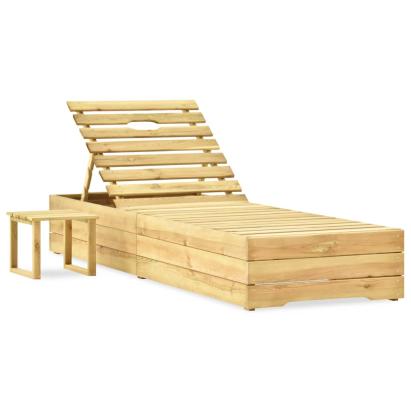 Șezlong cu masă, lemn de pin verde tratat GartenMobel Dekor