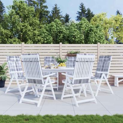 Perne scaun spătar înalt 6 buc, gri, carouri, țesătură Oxford GartenMobel Dekor