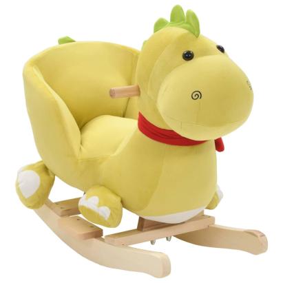 Balansoar animal cu spătar dragon pluș 60x32x53 cm verde lime GartenMobel Dekor