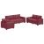 Set canapea cu perne, 3 piese, roșu vin, material textil GartenMobel Dekor