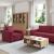 Set canapea cu perne, 3 piese, roșu vin, material textil GartenMobel Dekor