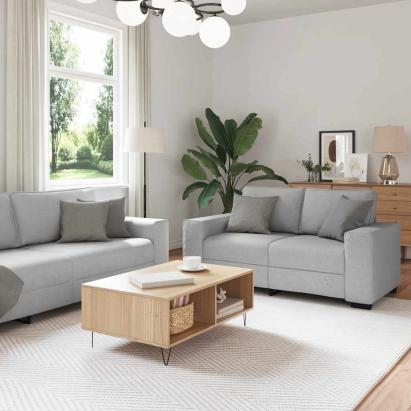 Set de canapele cu perne, 3 piese, gri nor, textil GartenMobel Dekor