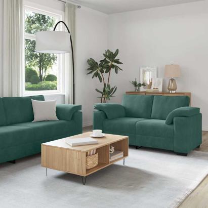 Set de canapele cu perne, 3 piese, verde închis, catifea GartenMobel Dekor